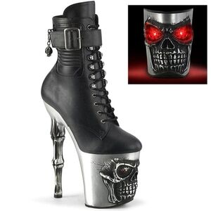 Pleaser Rapture Skull light-up stiletto heels Size 9 Women's